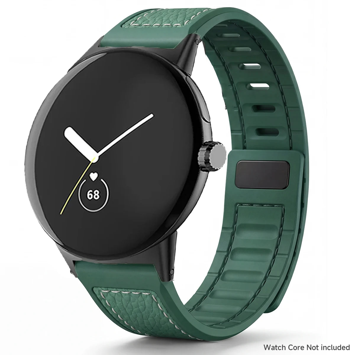 Grey Google Pixel Watch 5, 4 and 3 45mm Litchi Leather Magnetic Band
