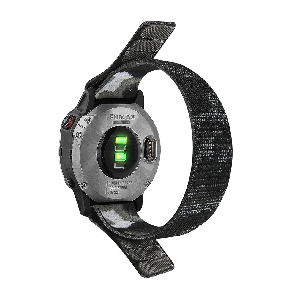 Black 1 Garmin QuickFit 22/26mm Soft Nylon Hook-and-Loop Sport Band