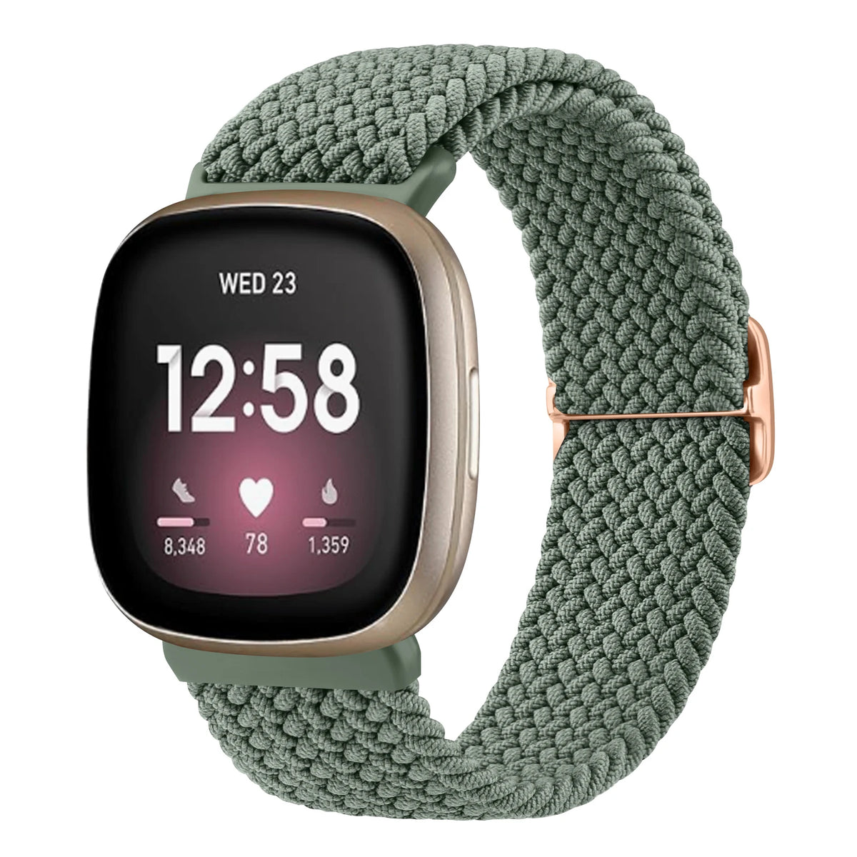 Sage Green Fitbit Versa 4, Versa 3, Sense 2 and Sense Stretch Braided Loop Band