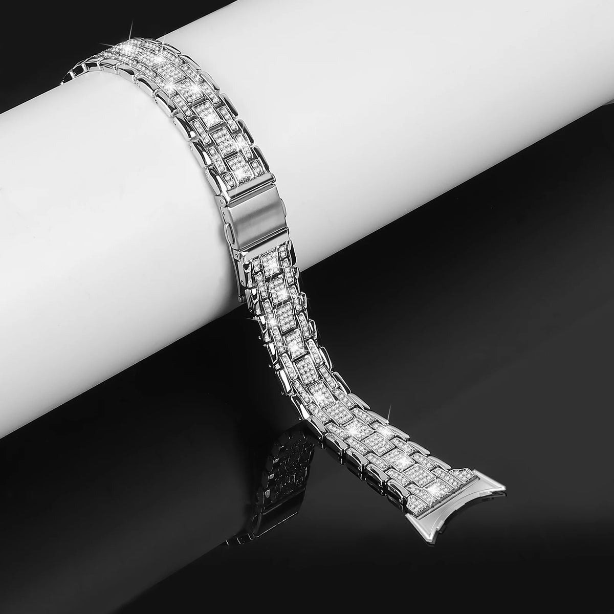 Silver Google Pixel Watch 5, 4 and 3 41mm Crystal Link Bracelet Band