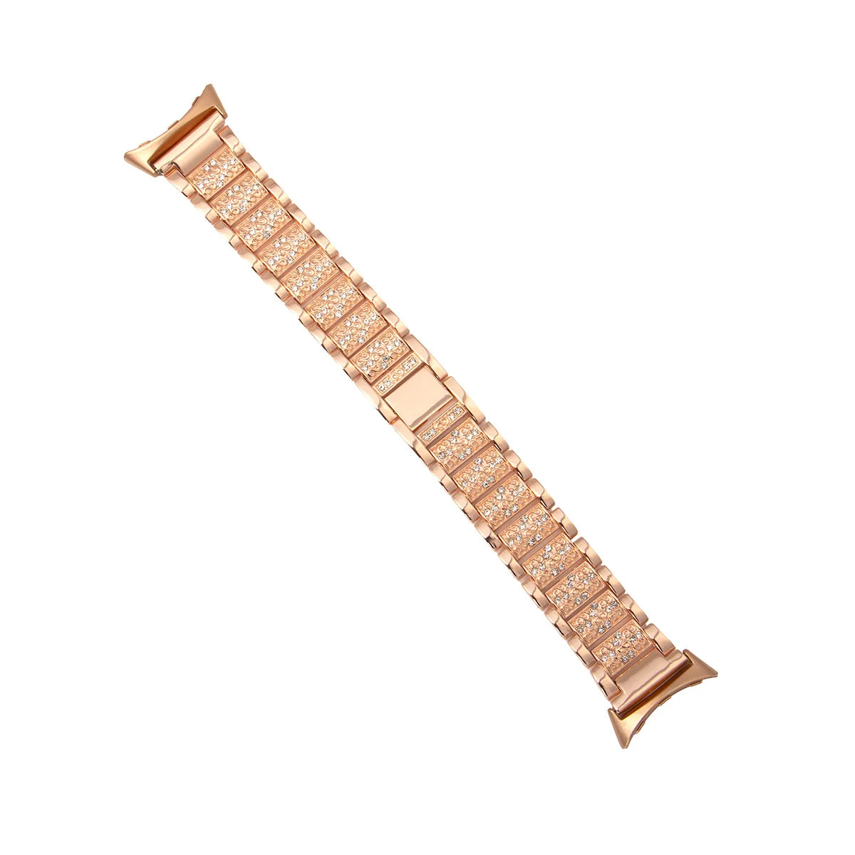 Rose Gold Google Pixel Watch 5, 4 and 3 Rhinestone Stainless Steel Link Band