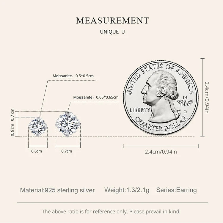 Openwork Moissanite Screw-Back Stud Earrings in Silver — Measurement guide