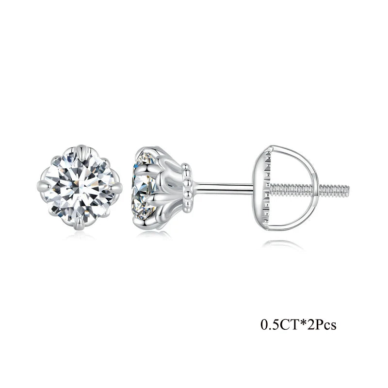 Openwork Moissanite Screw-Back Stud Earrings in Silver — 0.5ct each pair