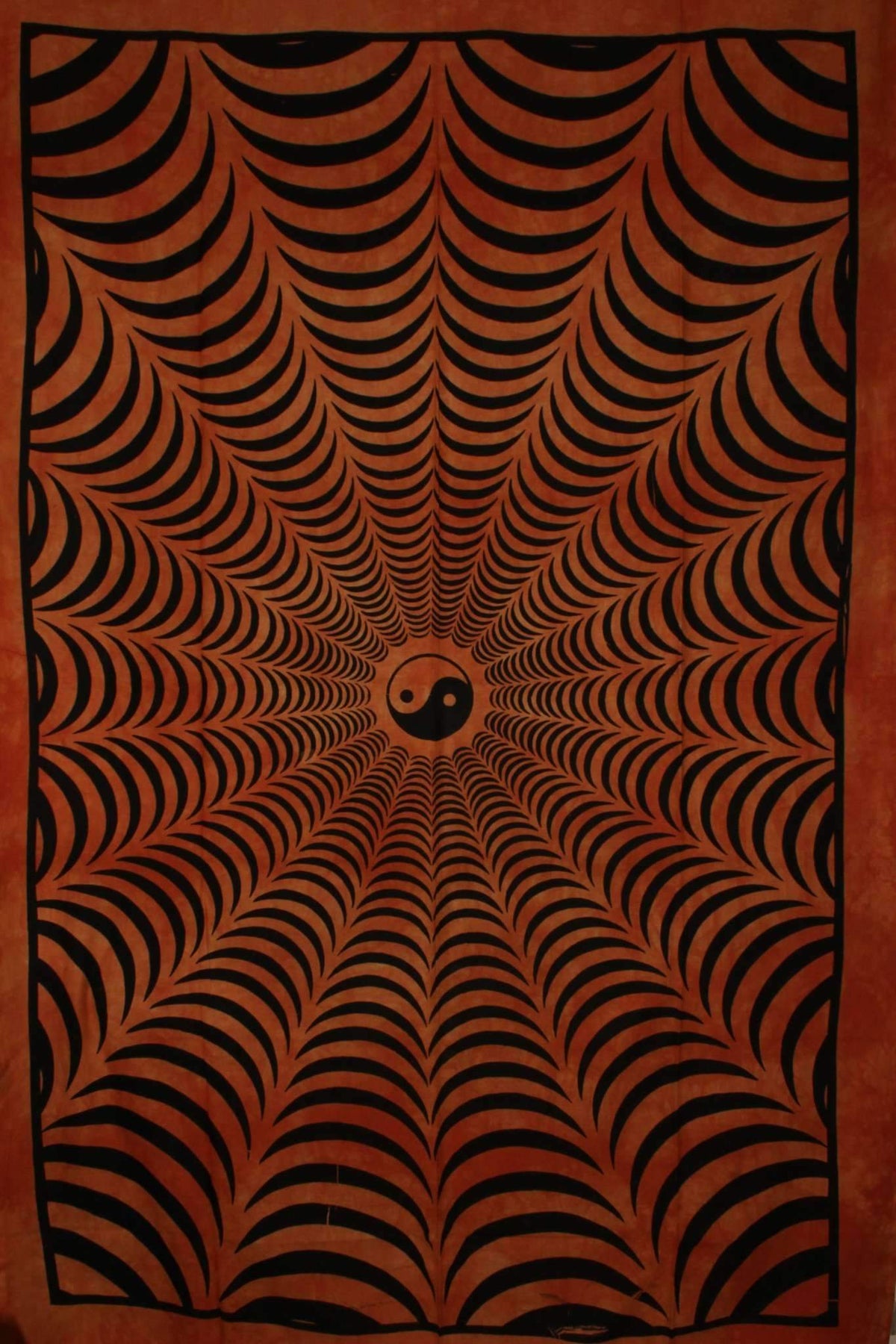 Saffron Yin Yang Trippy Tapestry 3D Handloom Cotton