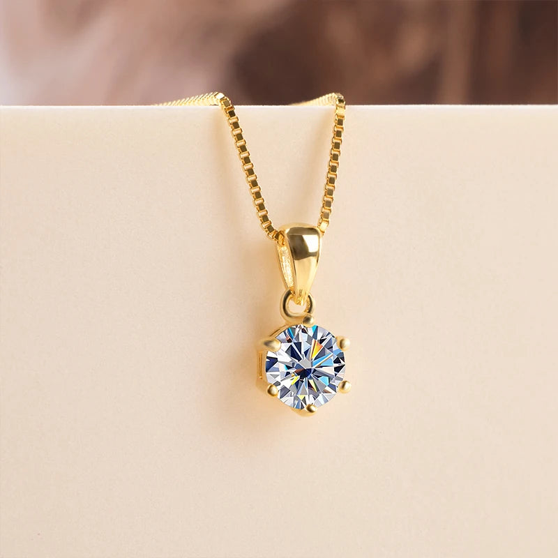 Gold-Tone Colored Moissanite Necklace, Stud Earrings & Ring Set — White pendant