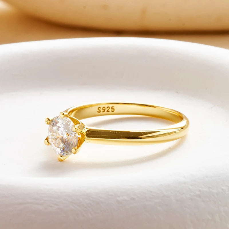 Gold-Tone Colored Moissanite Necklace, Stud Earrings & Ring Set — White solitaire ring