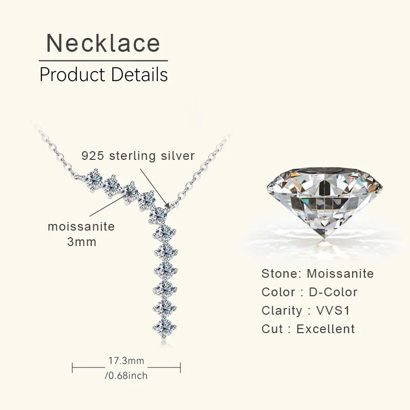 Moissanite Y Necklace & Three-Stone Hoop Earrings in Silver — Silver necklace dimensions