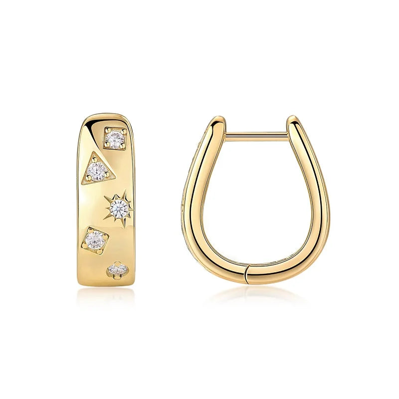 Gold-Plated Moissanite Celestial Hoop Earrings — Gold-Plated Silver — BandsCo Straps