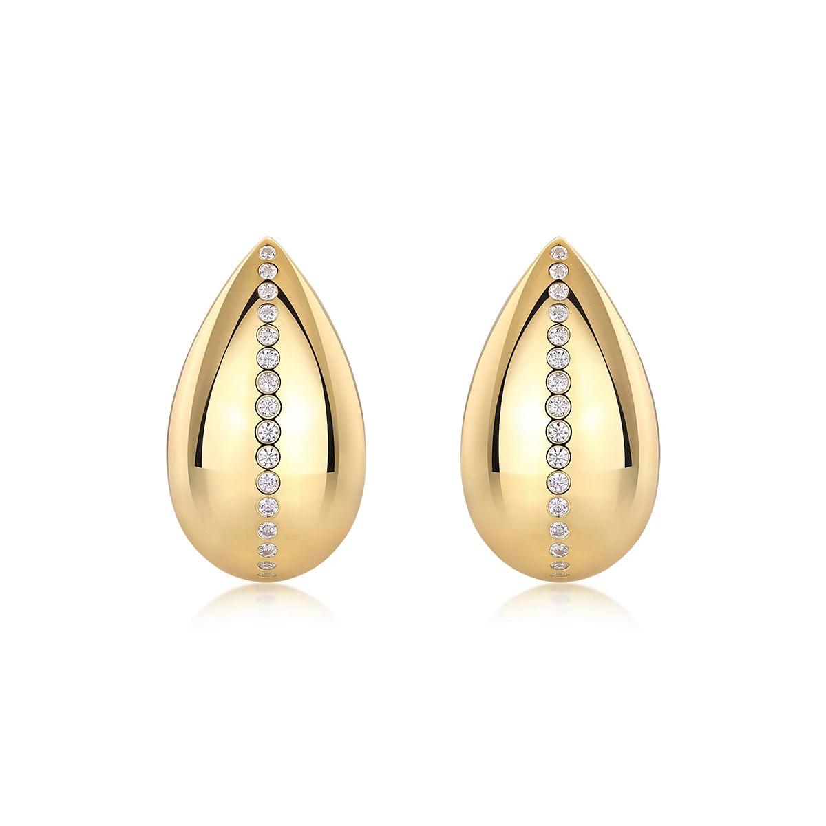 Gold-Plated Teardrop Moissanite Accent Stud Earrings — Pair from front