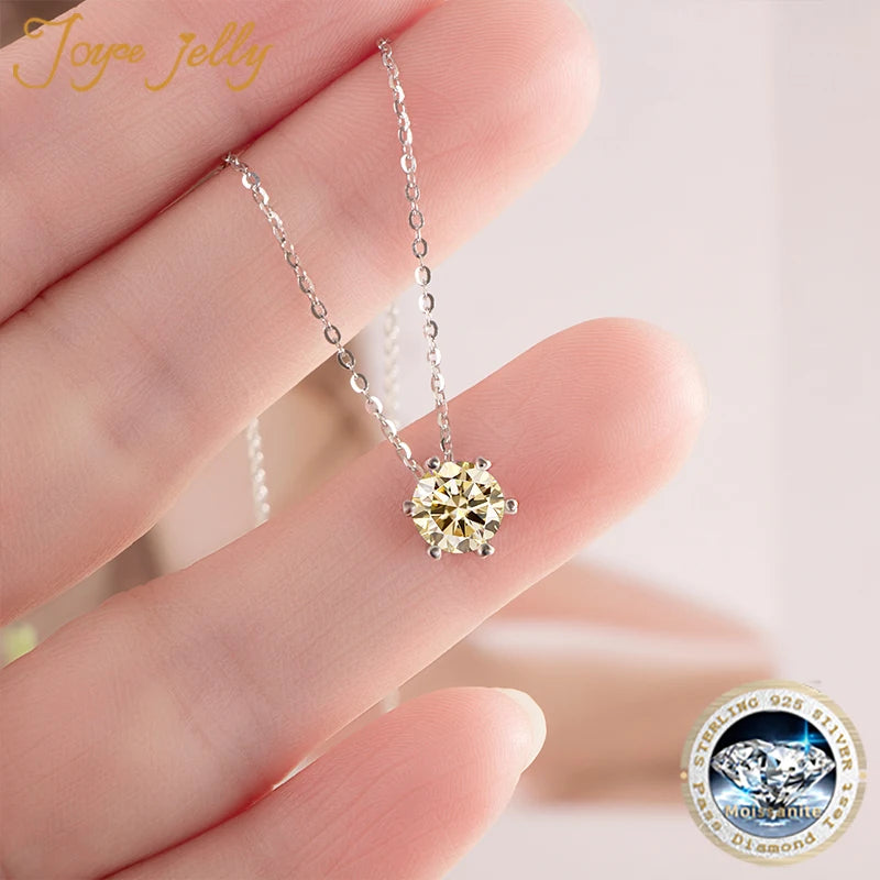 Colored Moissanite Necklace, Stud Earrings & Pavé Ring Set — Pendant on hand