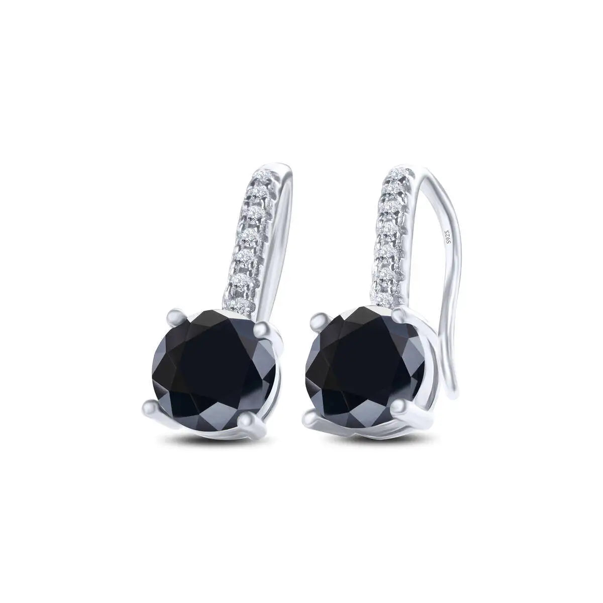 Colorful Moissanite Pavé Hook Earrings in Sterling Silver — Black