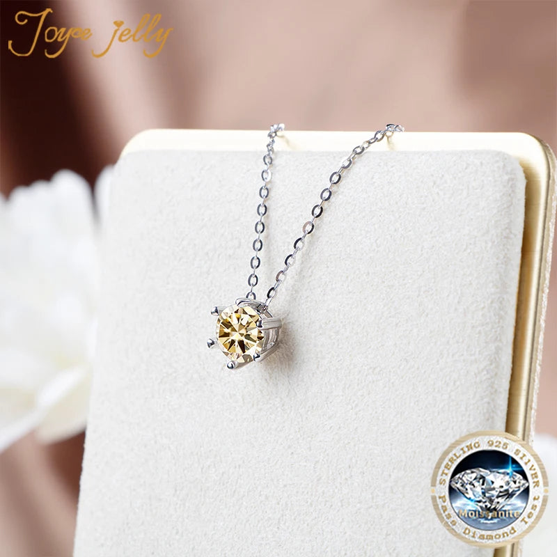 Colored Moissanite Necklace, Stud Earrings & Pavé Ring Set — Pendant on display
