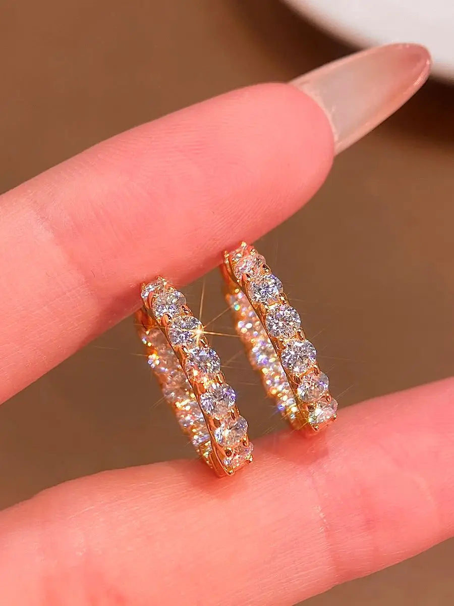 Moissanite Inside-Out Hoop Earrings in Sterling Silver — Gold-tone inside-out hoops — BandsCo Straps