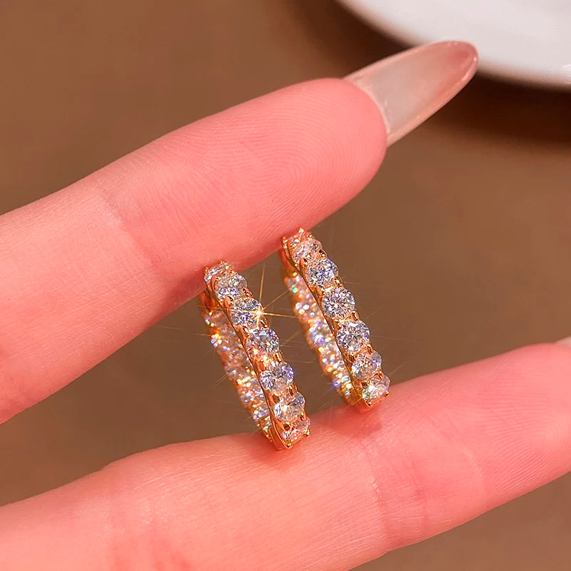 Moissanite Inside-Out Hoop Earrings in Sterling Silver — Gold-tone inside-out hoops — BandsCo Straps