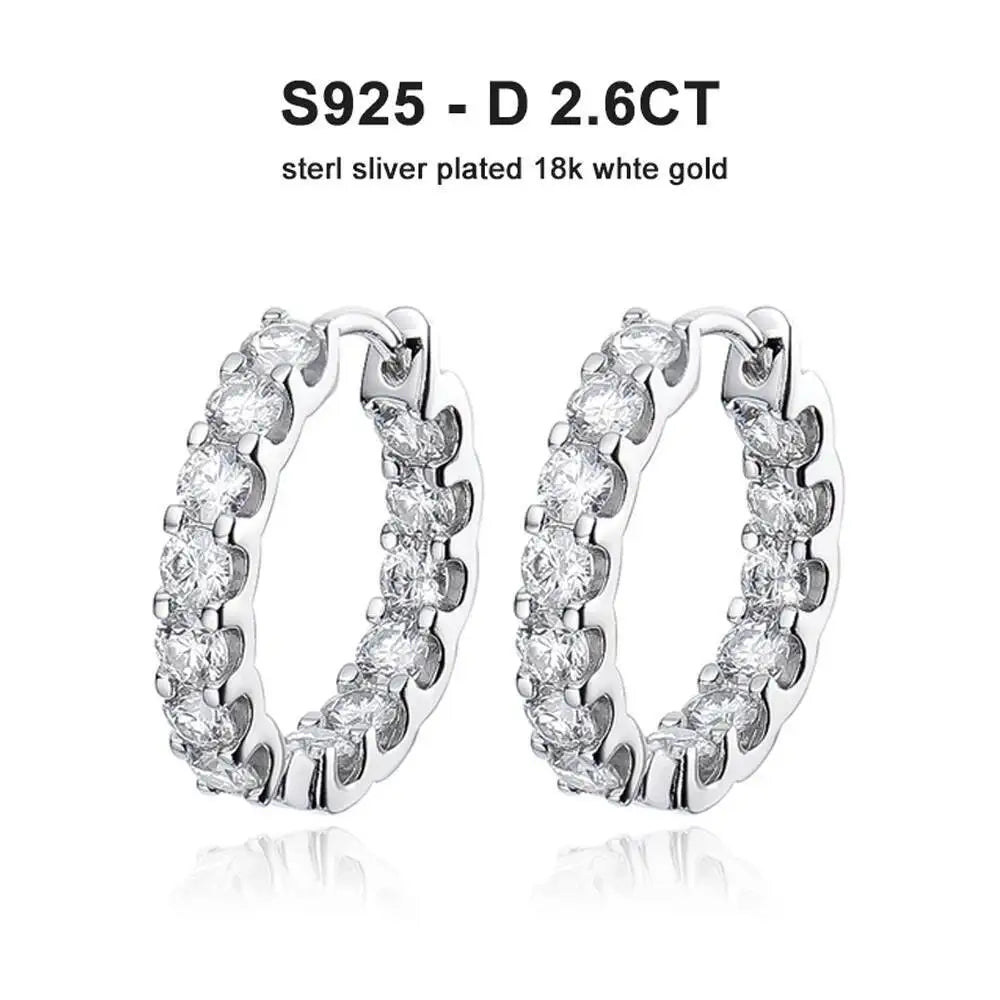 Round Moissanite Hoop Earrings in Sterling Silver — Silver finish