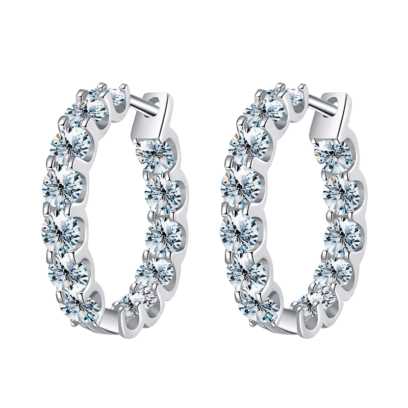 Moissanite Inside-Out Hoop Earrings in Sterling Silver — Silver-tone inside-out hoops — BandsCo Straps
