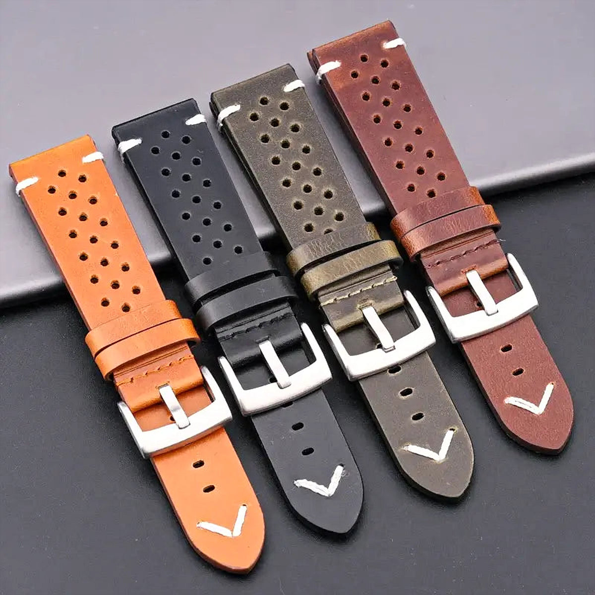 Suunto Perforated Leather Band with V Stitch - Four perforated leather colors