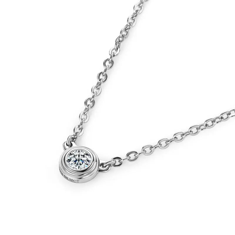 Bezel Moissanite Necklace, Bracelet & Stud Earring Set - Silver necklace