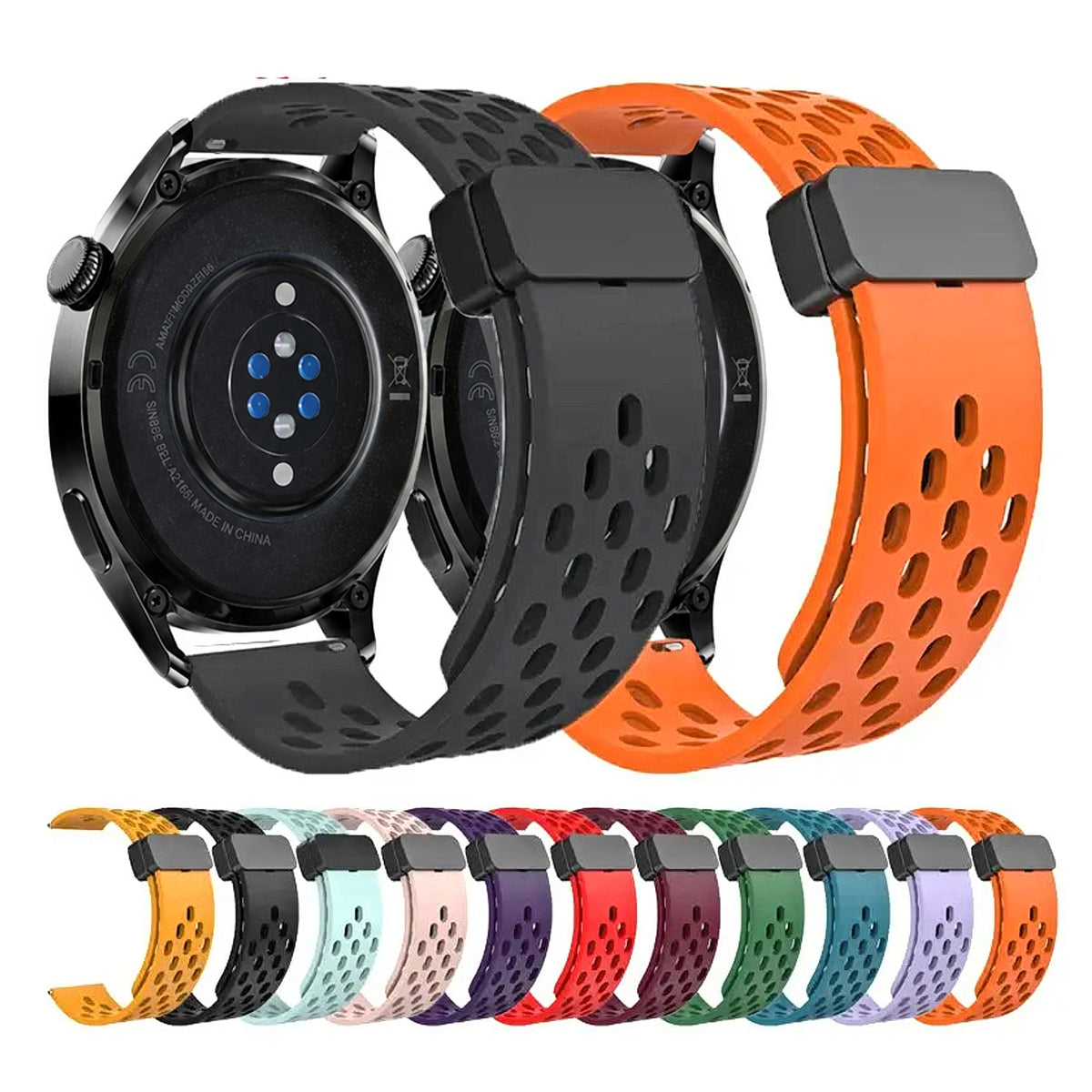 Amazfit Balance, GTR, GTS & Bip Vented Silicone Band, Magnetic Clasp