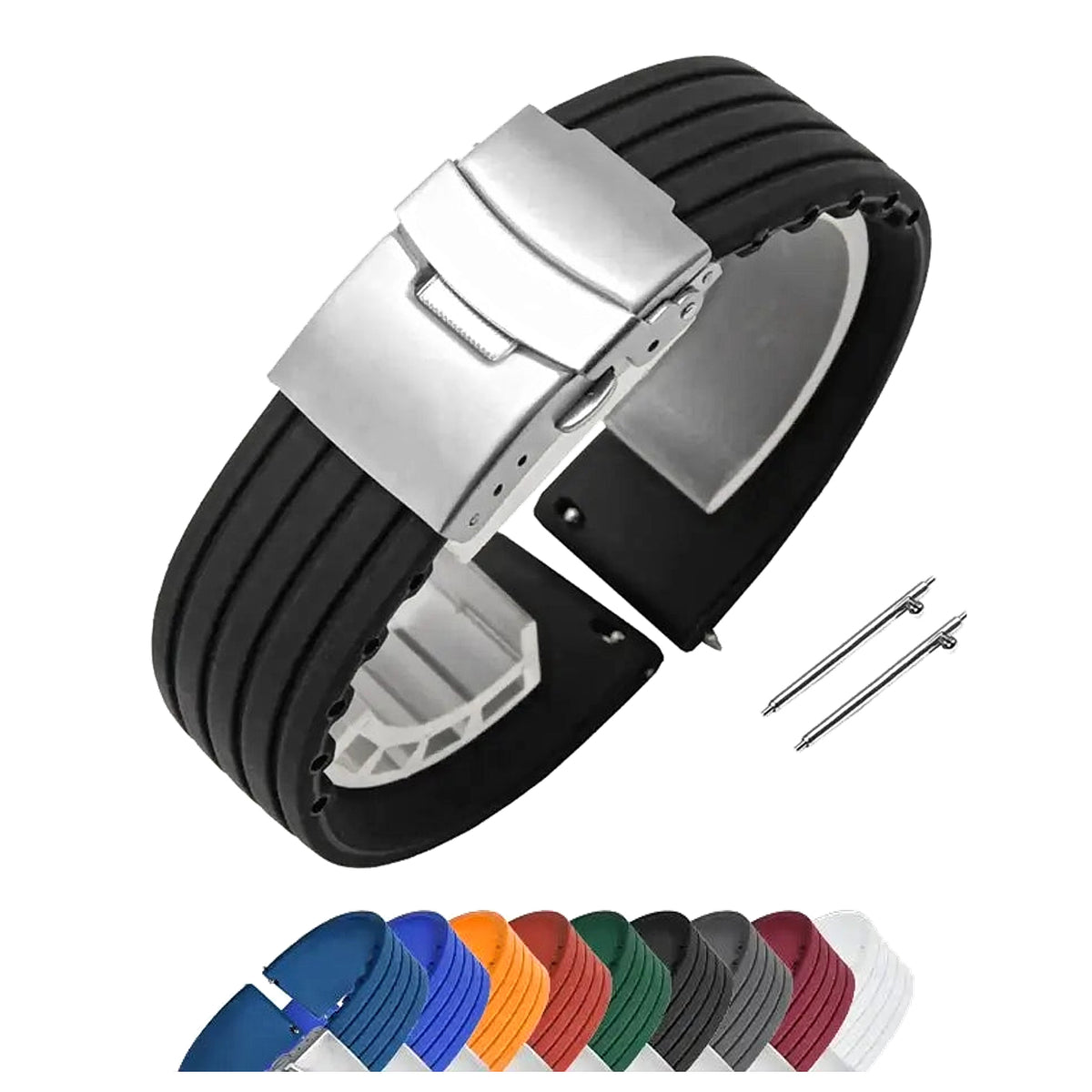 Amazfit Balance, GTR, GTS & Bip Ribbed Silicone Band, Deployment Clasp