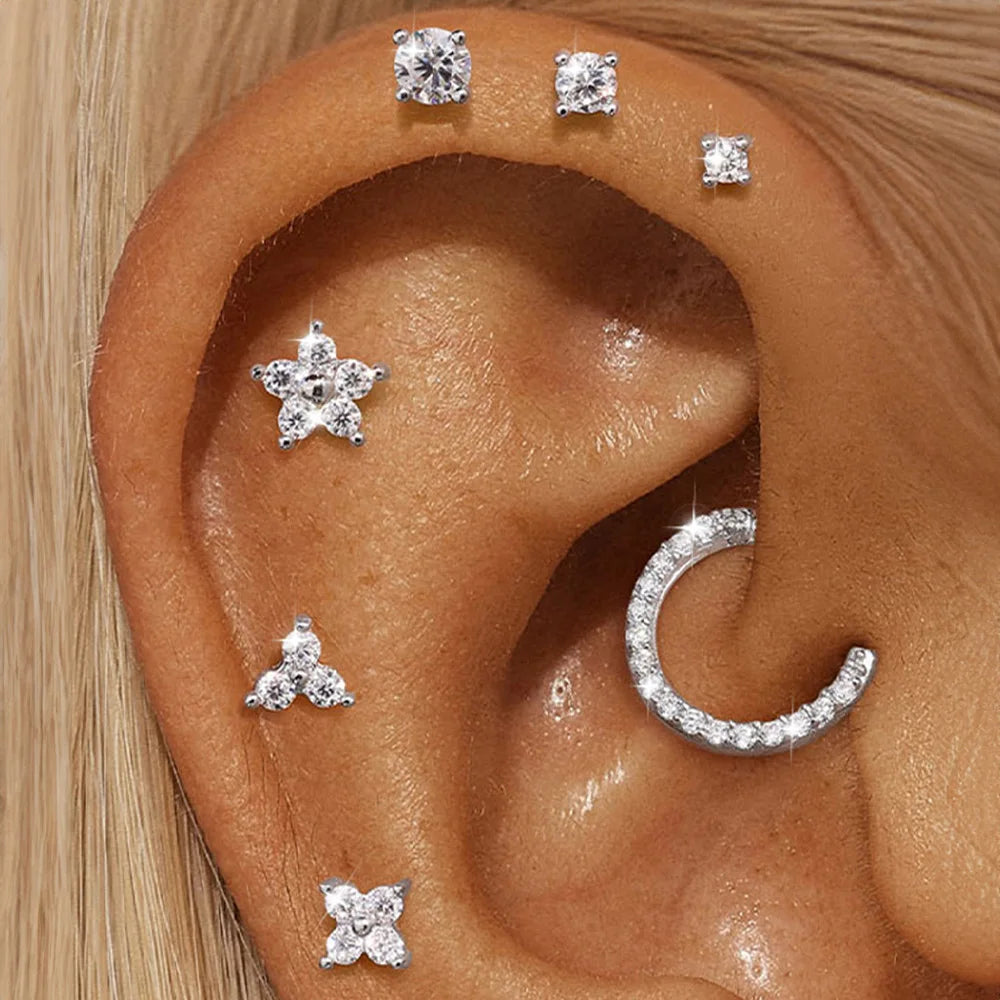 Single Moissanite Earring: Mini Stud & Hoop Styles - stud, cluster and hoop styling