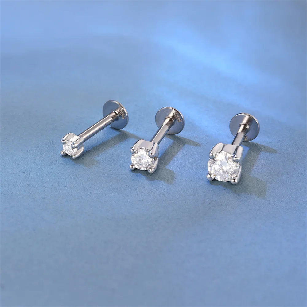 Single Moissanite Earring: Mini Stud & Hoop Styles - solitaire studs