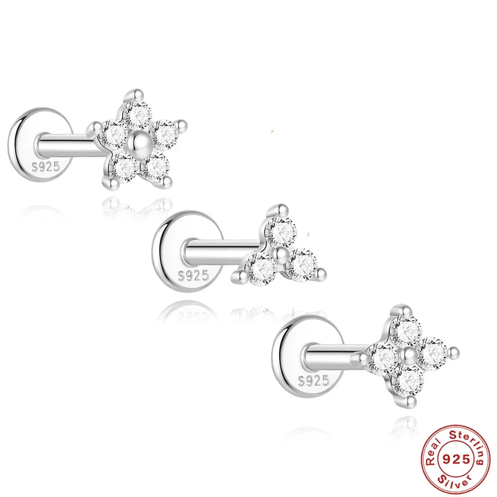 Single Moissanite Earring: Mini Stud & Hoop Styles - flower, three-stone and cluster styles