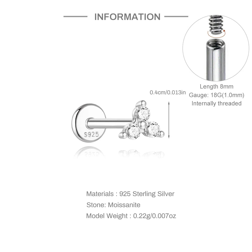 Single Moissanite Earring: Mini Stud & Hoop Styles - selected design dimensions and construction, view 26