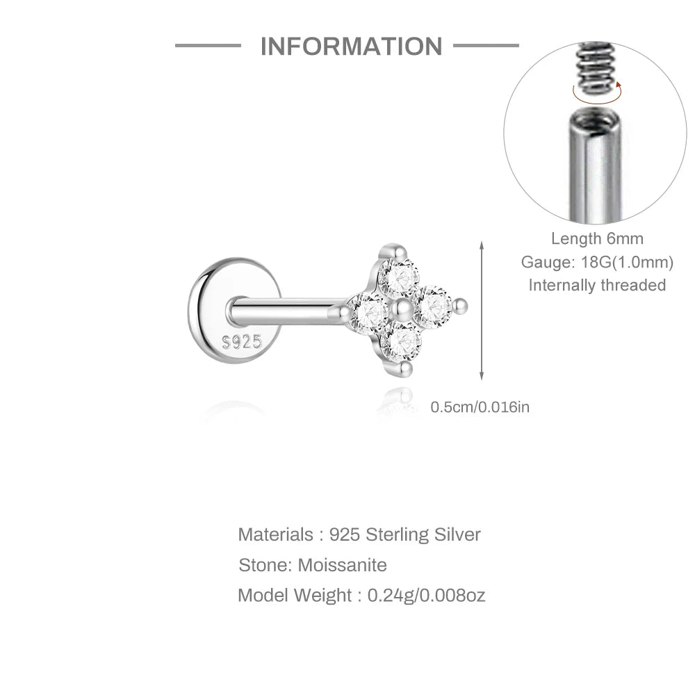 Single Moissanite Earring: Mini Stud & Hoop Styles - selected design dimensions and construction, view 23