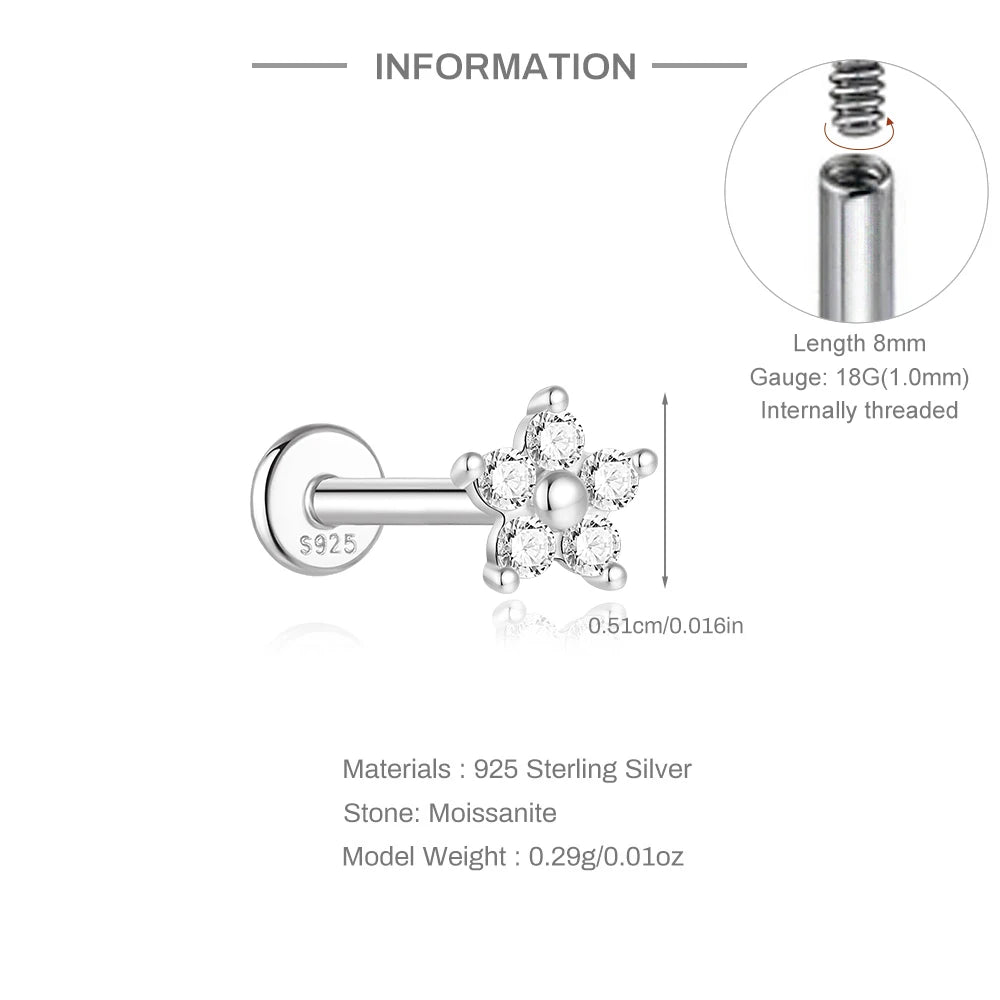 Single Moissanite Earring: Mini Stud & Hoop Styles - selected design dimensions and construction, view 37