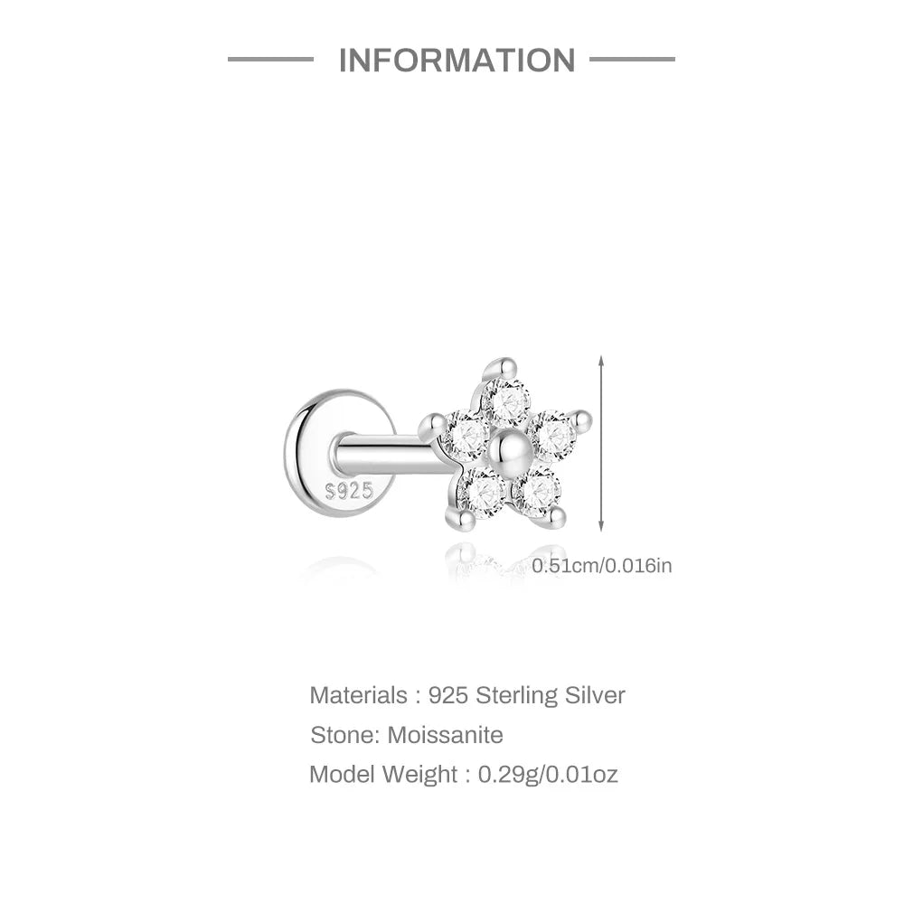 Single Moissanite Earring: Mini Stud & Hoop Styles - selected design dimensions and construction, view 18