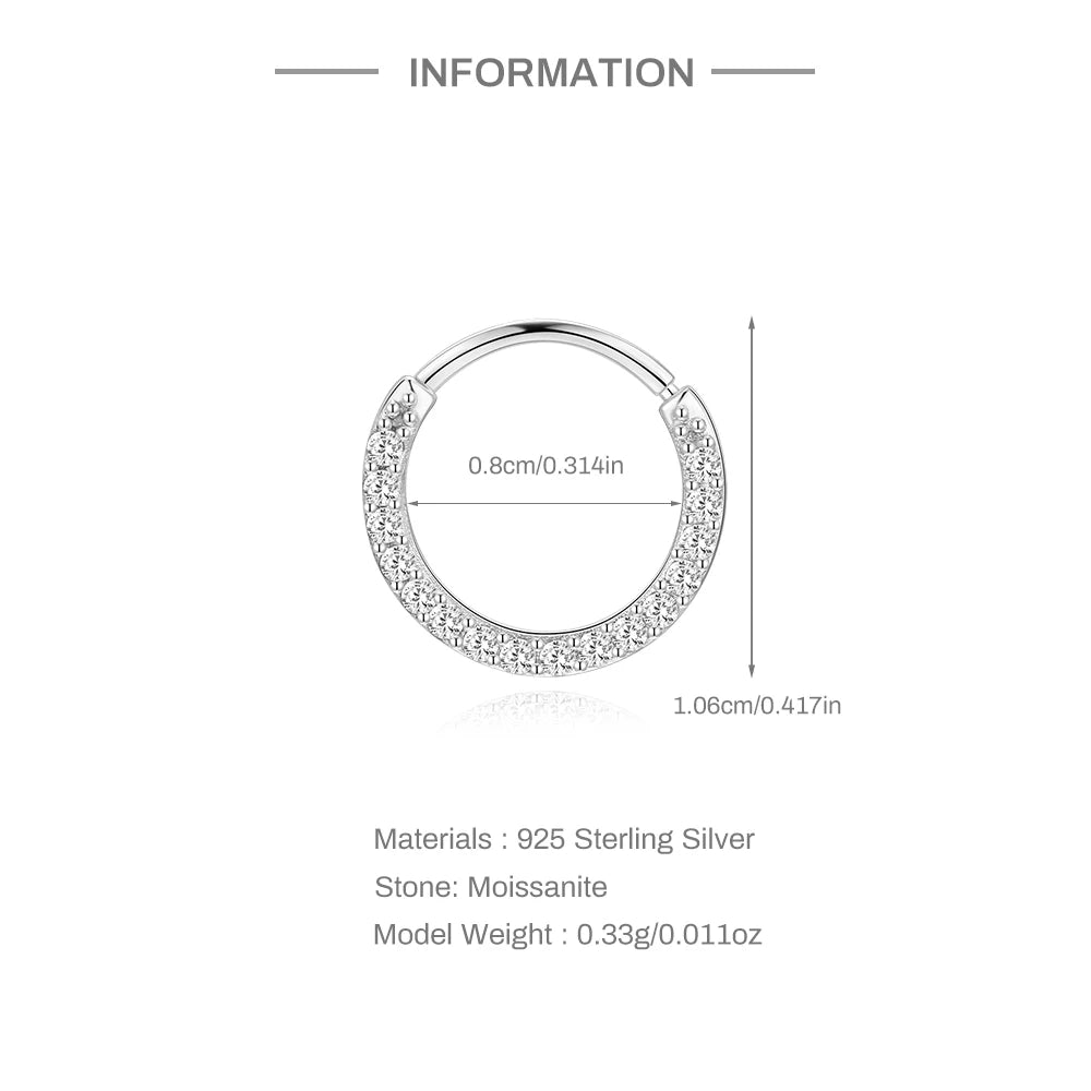 Single Moissanite Earring: Mini Stud & Hoop Styles - selected design dimensions and construction, view 34