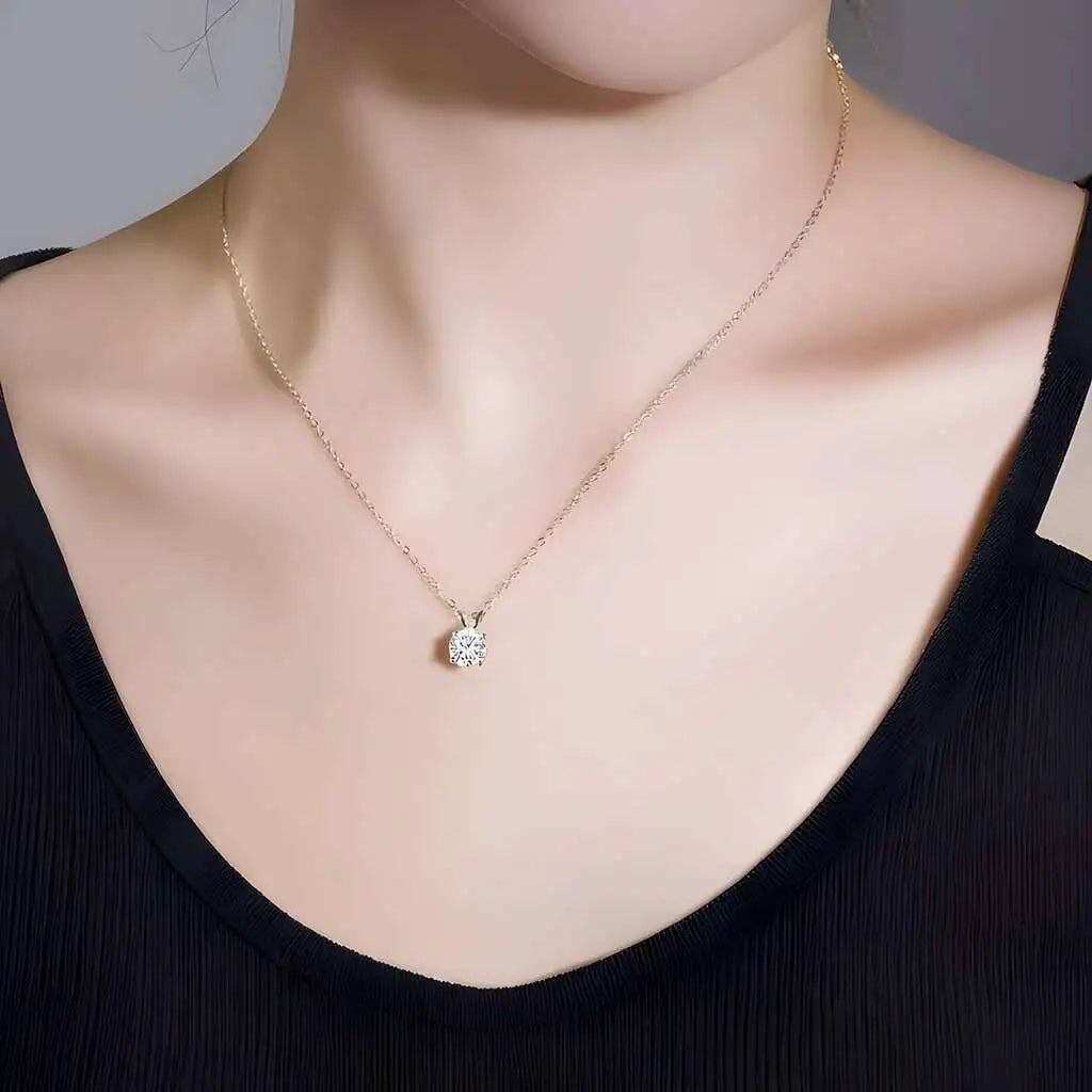 Colored Moissanite Necklace, Stud Earrings & Ring Set — Pendant worn