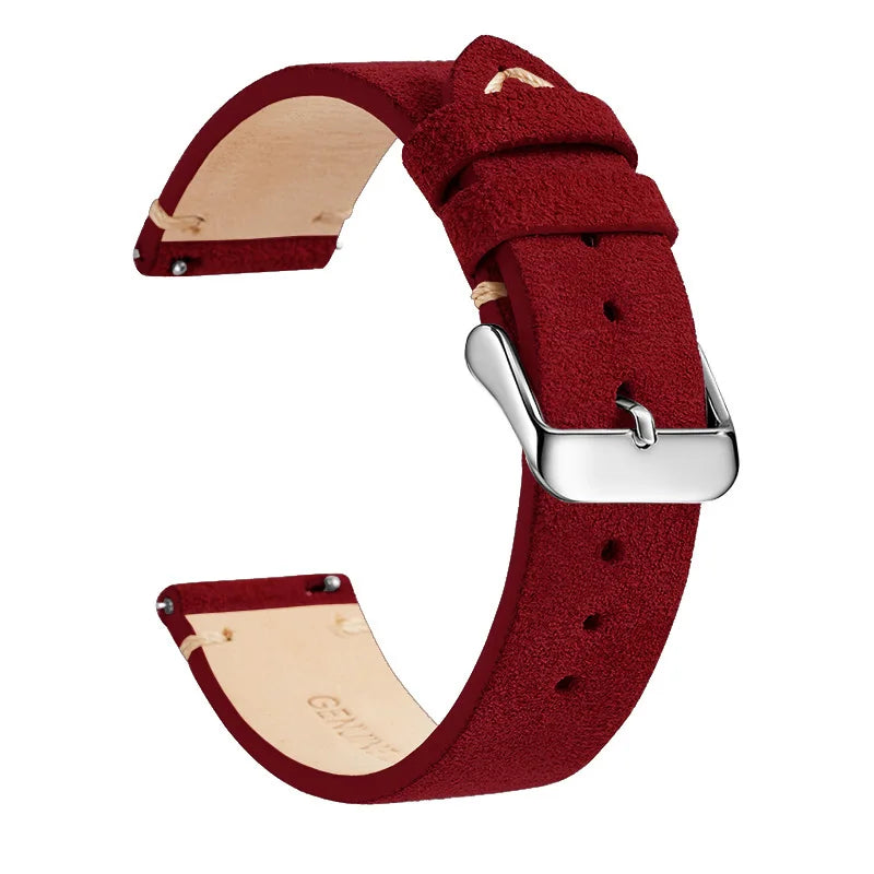 COROS Suede Leather Band with Buckle Color Options – Wine Red / Silver Buckle