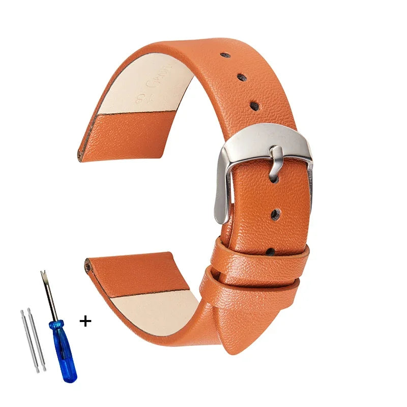 COROS Classic Leather Band with Silver Buckle – Orange