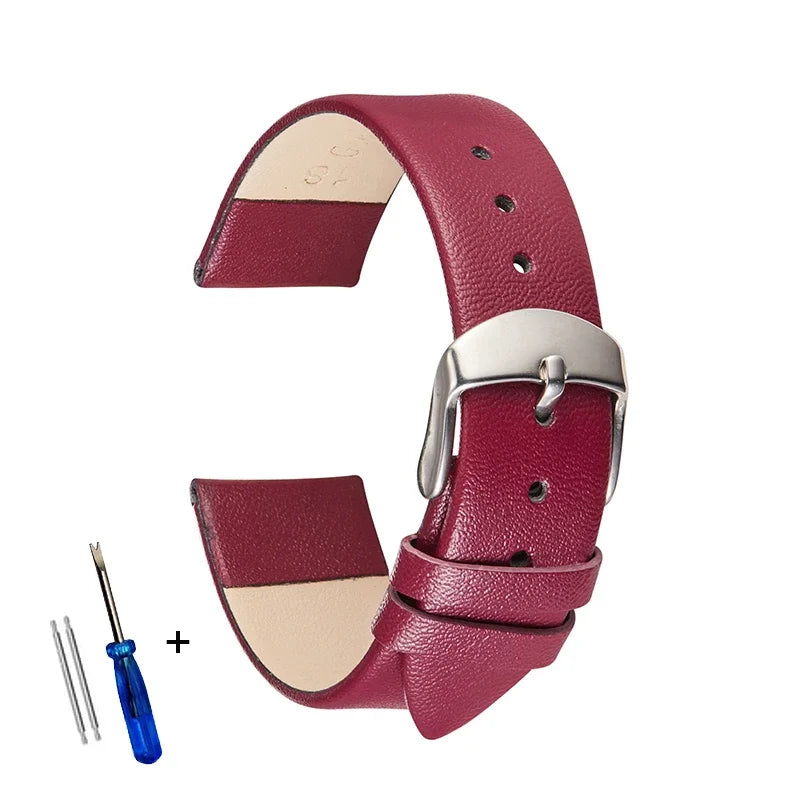 COROS Classic Leather Band with Silver Buckle – Burgundy