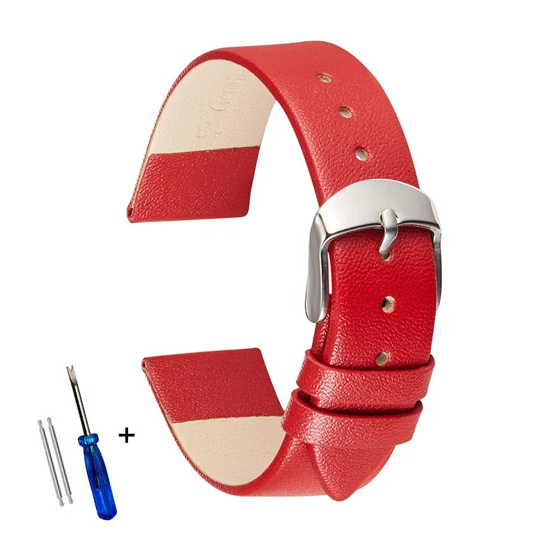COROS Classic Leather Band with Silver Buckle – Red