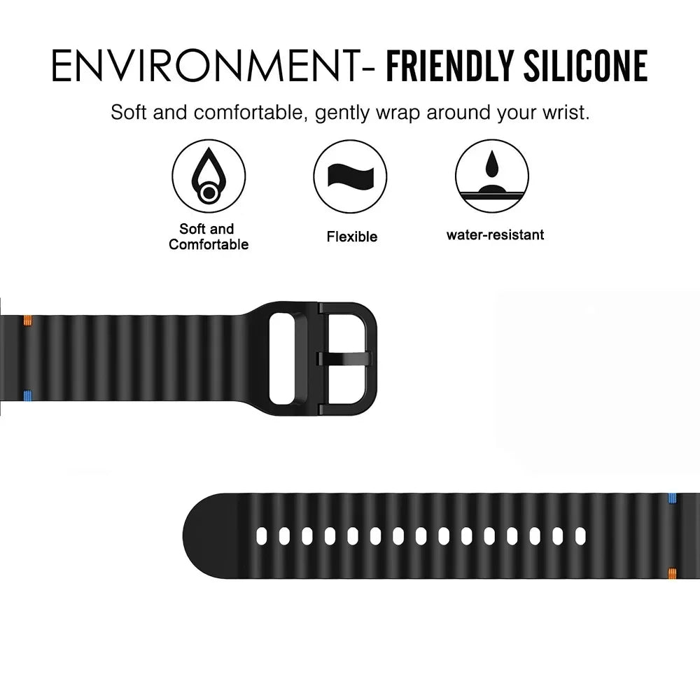 Black silicone strap ribbed surface and holes for COROS – BandsCo Straps