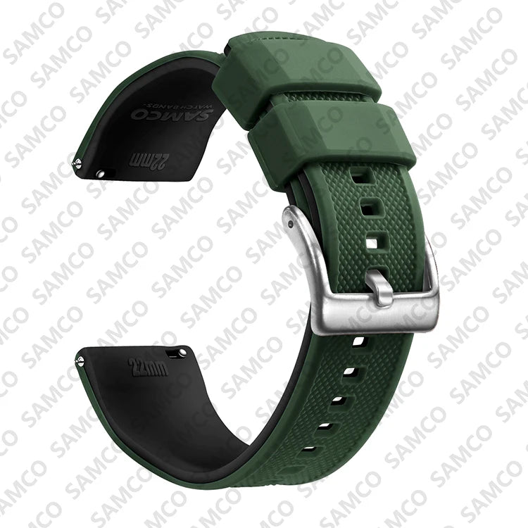 Motorola Moto Textured Silicone Band with Buckle Choices — Army Green / Black / Silver Buckle