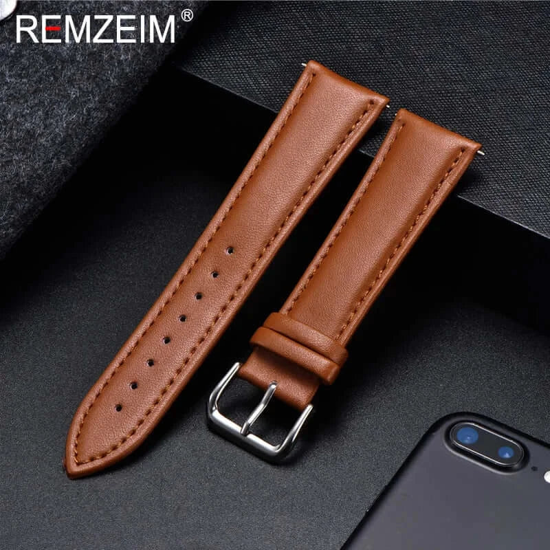 Samsung Galaxy Watch Smooth Stitched Leather Strap in Light Brown