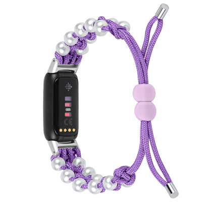 Purple Fitbit Luxe Braided Rope Band with Pearl-Style Beads