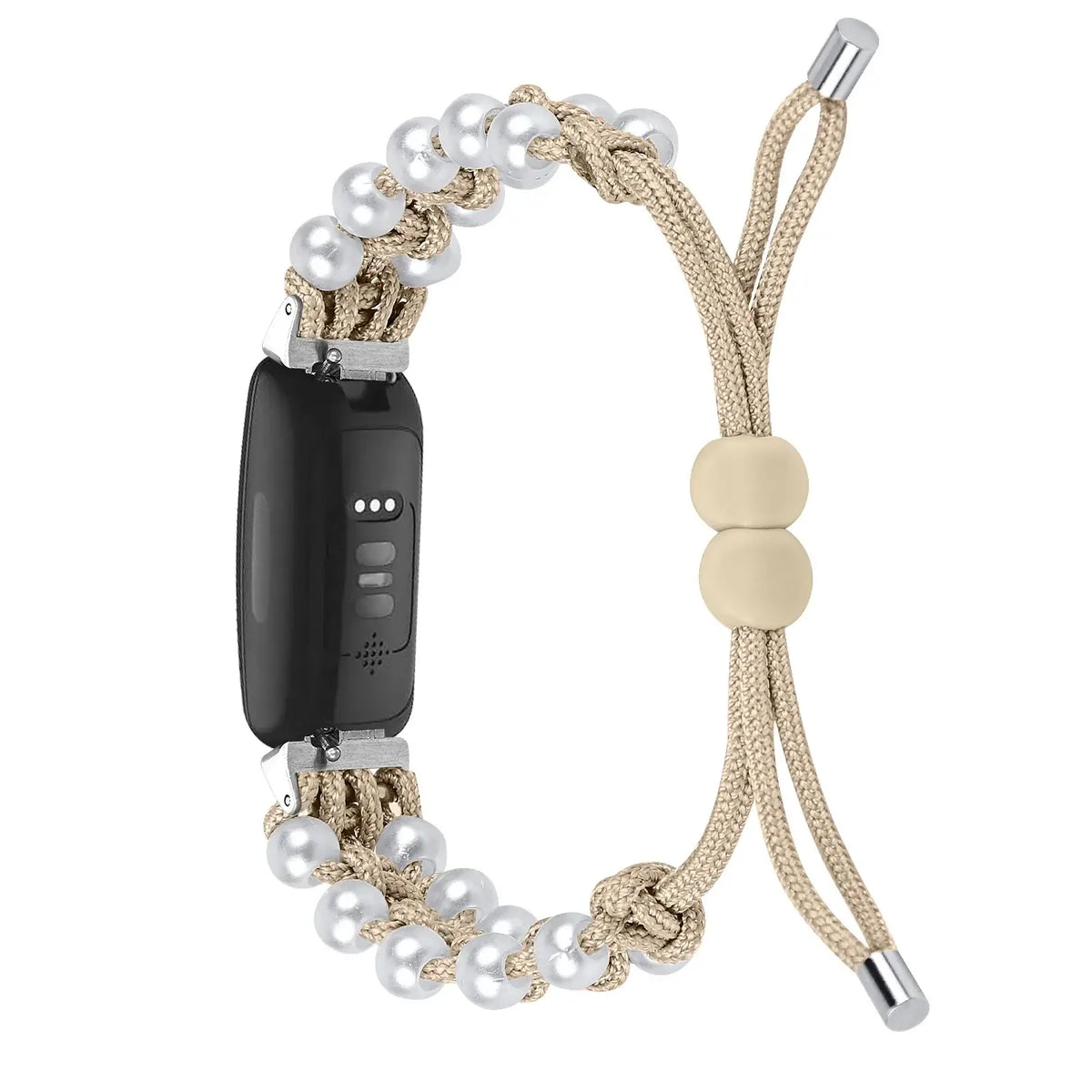 Fitbit Inspire Braided Cord & Pearl-Style Bead Band - Beige