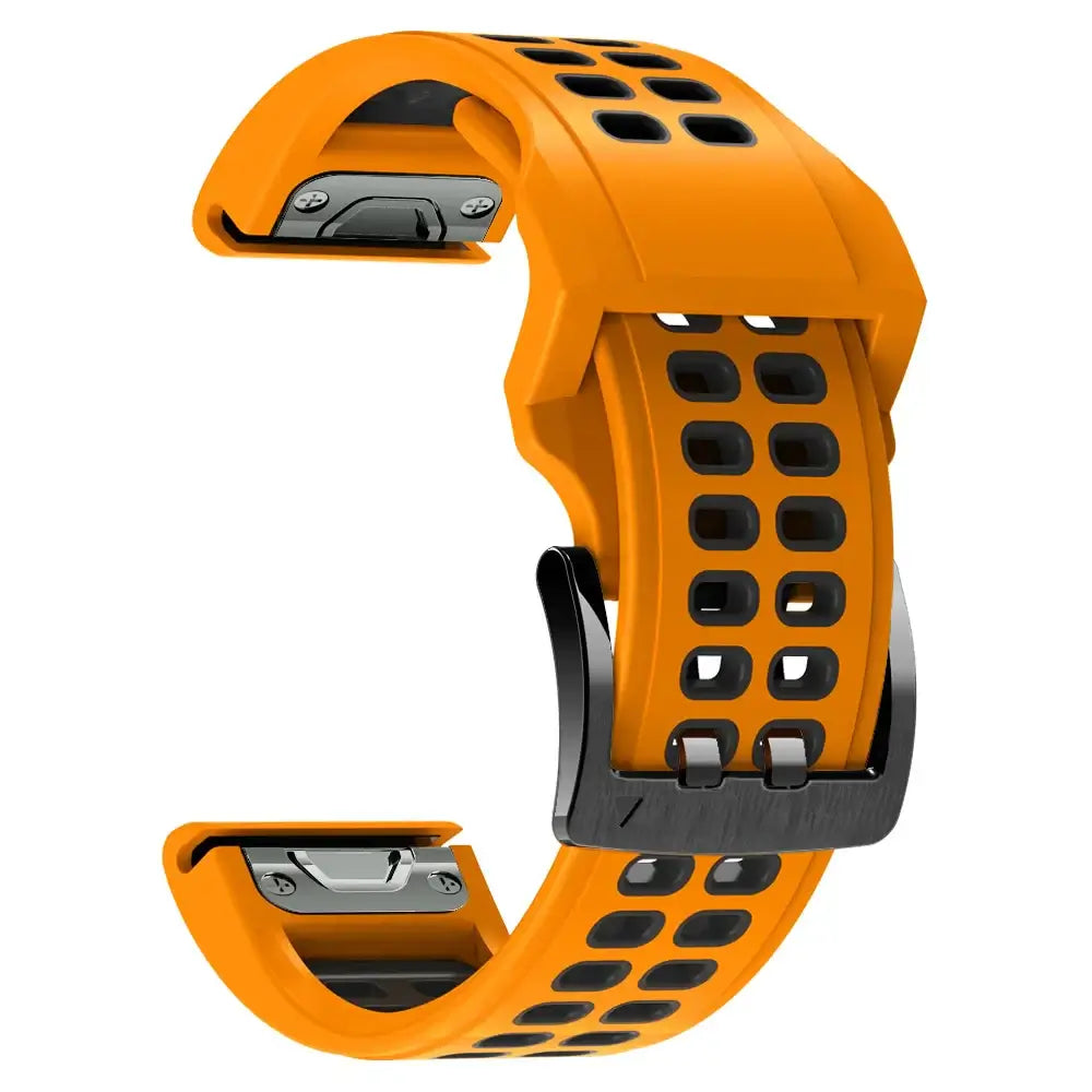 Garmin QuickFit Silicone Band - Solid and Perforated in Orange / Black - Perforated