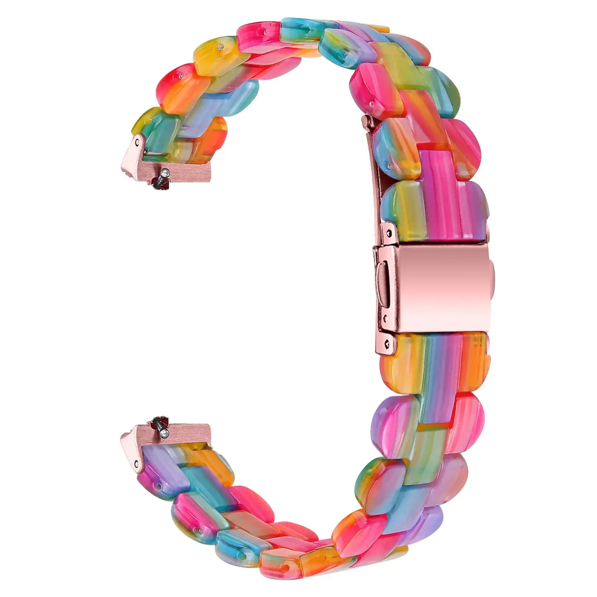 Fitbit Inspire Marbled & Tortoiseshell Resin Band - Rainbow / Rose Pink