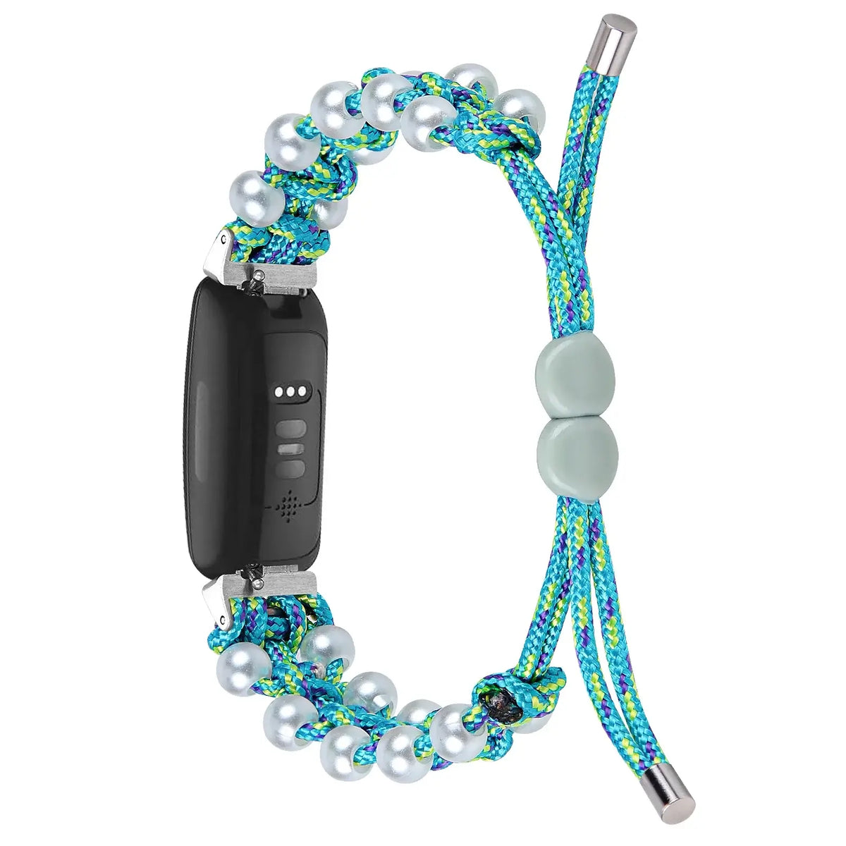 Fitbit Inspire Braided Cord & Pearl-Style Bead Band - Blue / Green