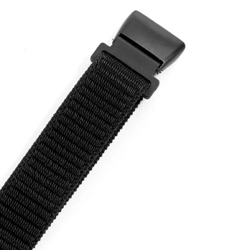 Fitbit Charge 5 & 6 Nylon Hook-and-Loop Band black woven nylon and connector detail