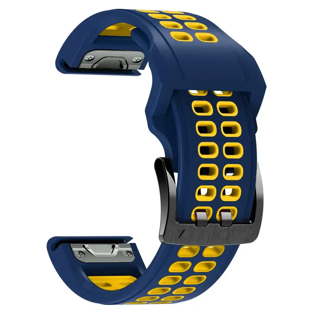 Garmin QuickFit Silicone Band - Solid and Perforated in Navy / Yellow - Perforated