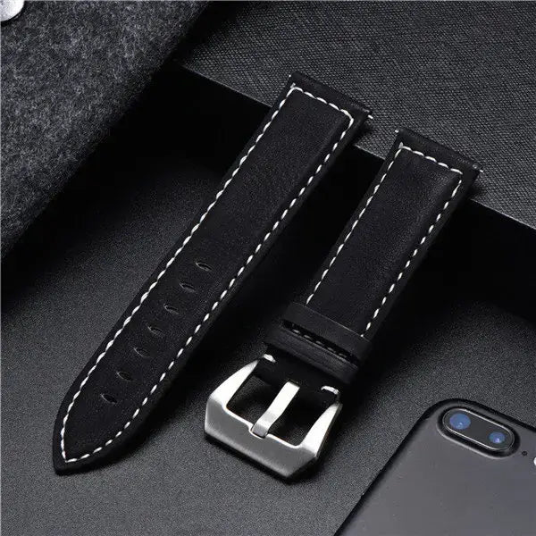 Suunto Slim Stitched Leather Band - Black