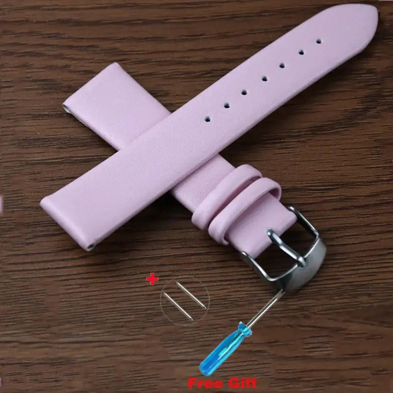Smooth Leather Buckle Band in Light Pink for compatible Huawei watches
