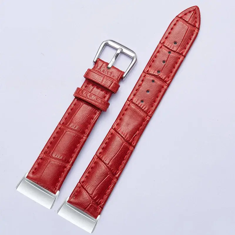 Fitbit Charge Croc-Embossed Leather Band in Red / Silver